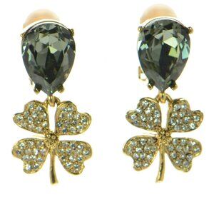 Oscar De La Renta Crystal Four-Leaf Clover Clip-On Drop Earrings